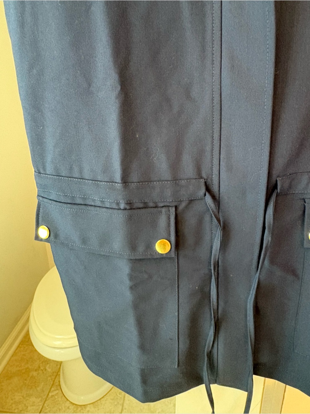 IMAN Navy Sleeveless Zip-Front Utility Vest with Gold-Tone Accents - Picture 3 of 5